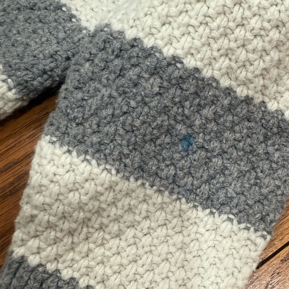 Y2K Abercrombie & Fitch Grey White Striped Cotton Angora Cardigan Sweater Small - Picture 8 of 10